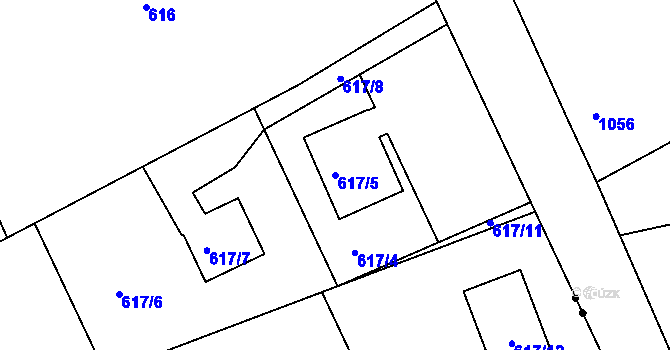 Parcela st. 617/5 v KÚ Horní Hanychov, Katastrální mapa