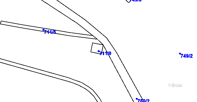 Parcela st. 711/9 v KÚ Horní Hanychov, Katastrální mapa