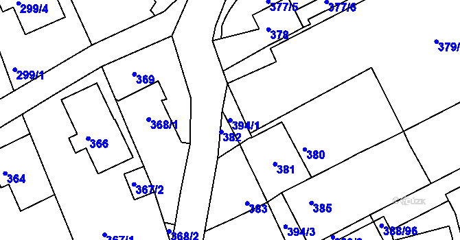 Parcela st. 394/1 v KÚ Horní Hanychov, Katastrální mapa