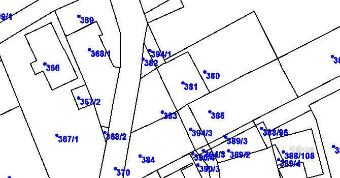 Parcela st. 394/2 v KÚ Horní Hanychov, Katastrální mapa