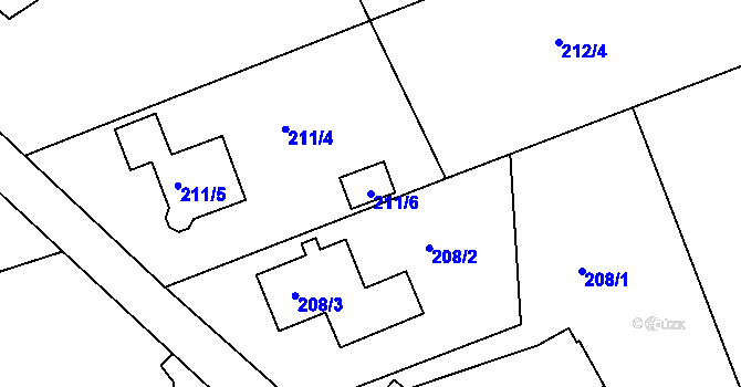 Parcela st. 211/6 v KÚ Horní Hanychov, Katastrální mapa