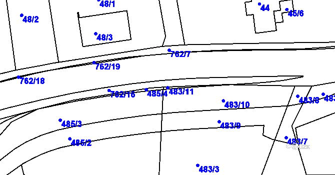 Parcela st. 483/11 v KÚ Horní Hanychov, Katastrální mapa