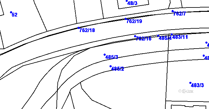 Parcela st. 485/3 v KÚ Horní Hanychov, Katastrální mapa