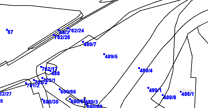 Parcela st. 489/5 v KÚ Horní Hanychov, Katastrální mapa