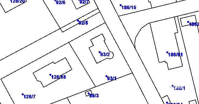 Parcela st. 93/2 v KÚ Horní Hanychov, Katastrální mapa