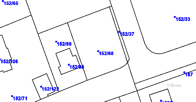 Parcela st. 152/68 v KÚ Horní Hanychov, Katastrální mapa
