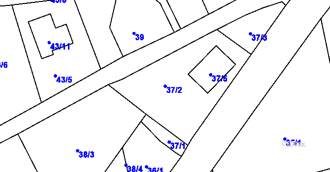 Parcela st. 37/2 v KÚ Horní Hanychov, Katastrální mapa