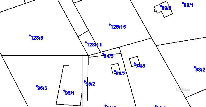Parcela st. 94/5 v KÚ Horní Hanychov, Katastrální mapa