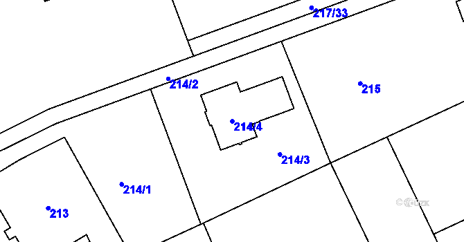 Parcela st. 214/4 v KÚ Horní Hanychov, Katastrální mapa