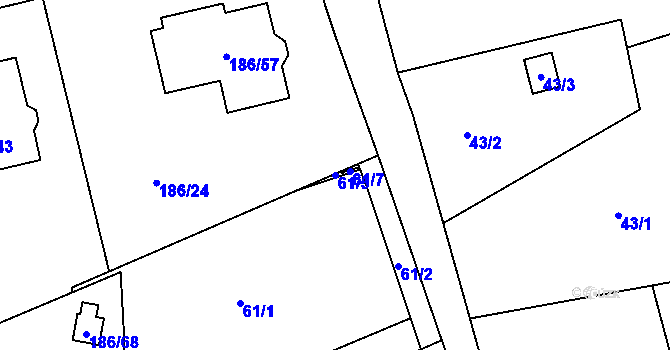 Parcela st. 61/5 v KÚ Horní Hanychov, Katastrální mapa