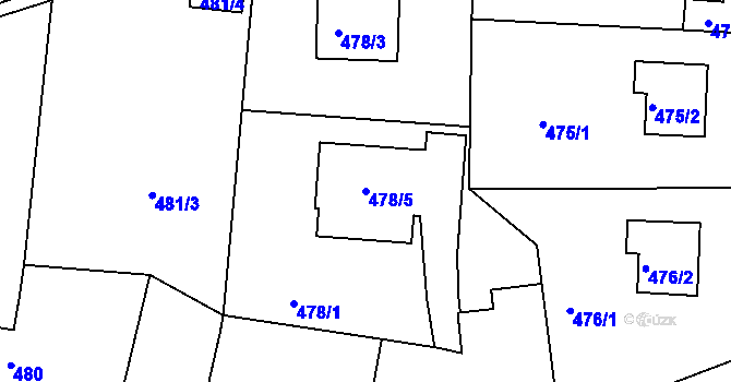Parcela st. 478/5 v KÚ Horní Hanychov, Katastrální mapa