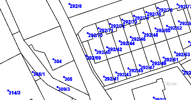 Parcela st. 292/40 v KÚ Horní Hanychov, Katastrální mapa