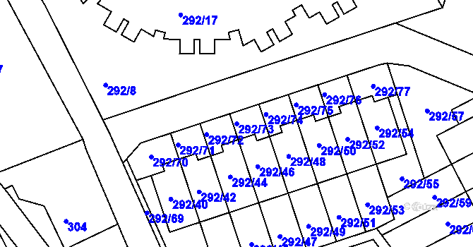 Parcela st. 292/73 v KÚ Horní Hanychov, Katastrální mapa
