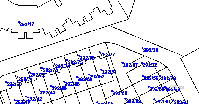 Parcela st. 292/77 v KÚ Horní Hanychov, Katastrální mapa