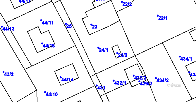 Parcela st. 24 v KÚ Ostašov u Liberce, Katastrální mapa