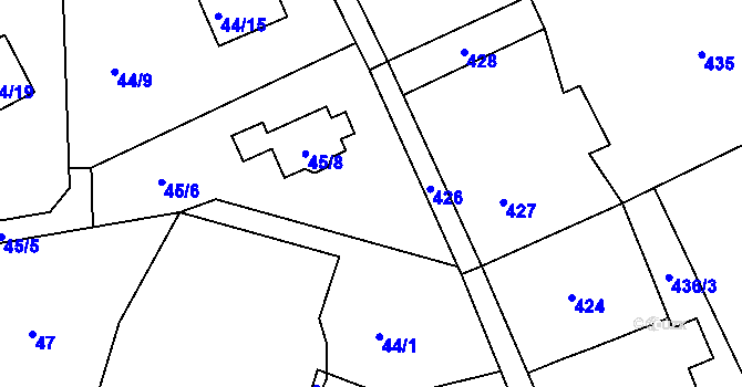 Parcela st. 44/8 v KÚ Ostašov u Liberce, Katastrální mapa