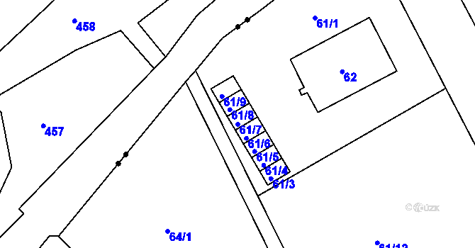 Parcela st. 61/7 v KÚ Ostašov u Liberce, Katastrální mapa
