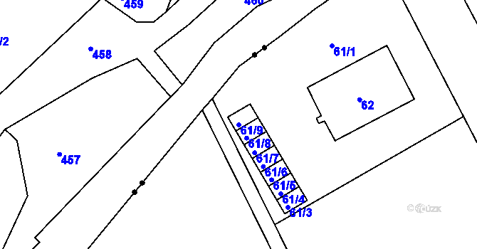 Parcela st. 61/9 v KÚ Ostašov u Liberce, Katastrální mapa
