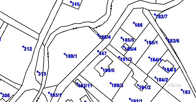 Parcela st. 147 v KÚ Ostašov u Liberce, Katastrální mapa