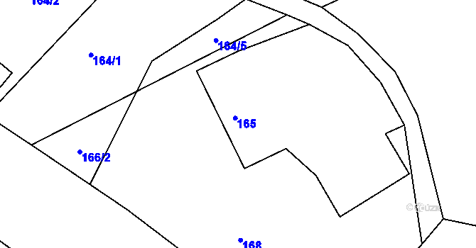 Parcela st. 165 v KÚ Ostašov u Liberce, Katastrální mapa