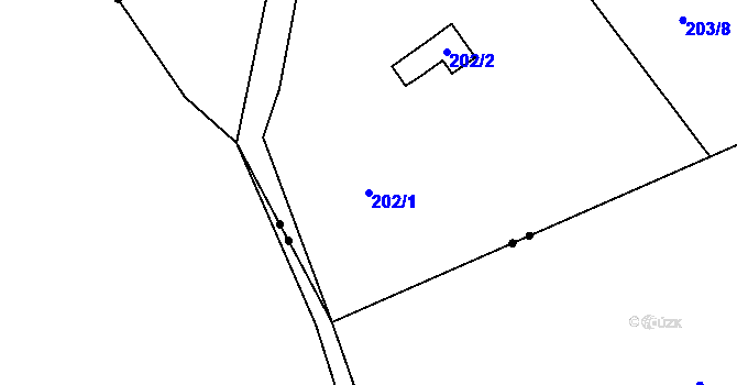 Parcela st. 202/1 v KÚ Ostašov u Liberce, Katastrální mapa