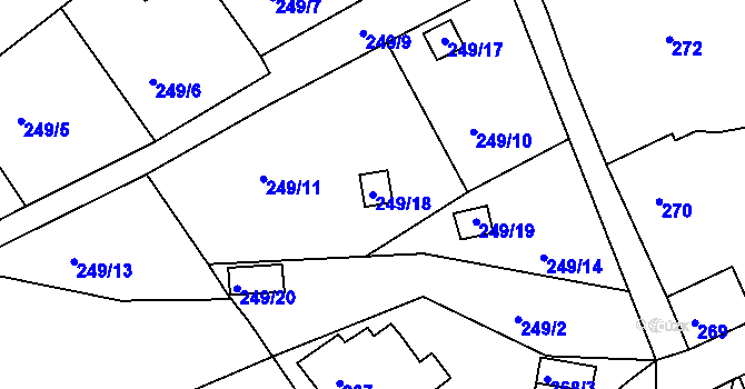 Parcela st. 249/18 v KÚ Ostašov u Liberce, Katastrální mapa