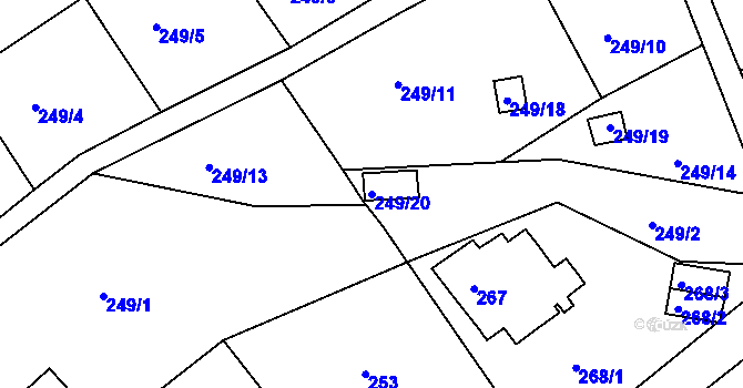 Parcela st. 249/20 v KÚ Ostašov u Liberce, Katastrální mapa