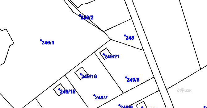 Parcela st. 249/21 v KÚ Ostašov u Liberce, Katastrální mapa