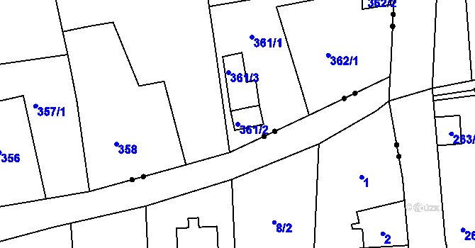 Parcela st. 361/2 v KÚ Ostašov u Liberce, Katastrální mapa