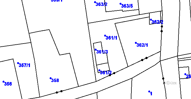 Parcela st. 361/3 v KÚ Ostašov u Liberce, Katastrální mapa