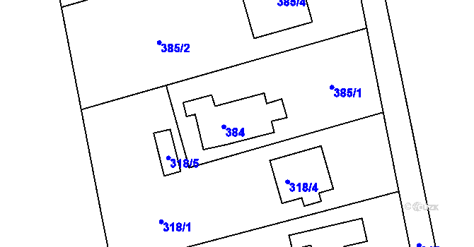 Parcela st. 384 v KÚ Ostašov u Liberce, Katastrální mapa