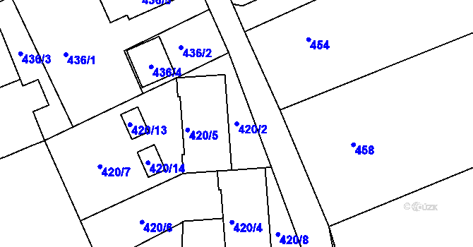 Parcela st. 420/2 v KÚ Ostašov u Liberce, Katastrální mapa