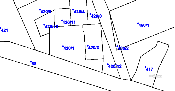 Parcela st. 420/3 v KÚ Ostašov u Liberce, Katastrální mapa