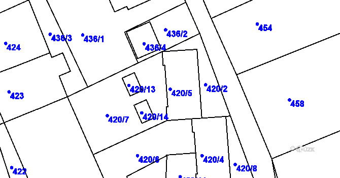 Parcela st. 420/5 v KÚ Ostašov u Liberce, Katastrální mapa
