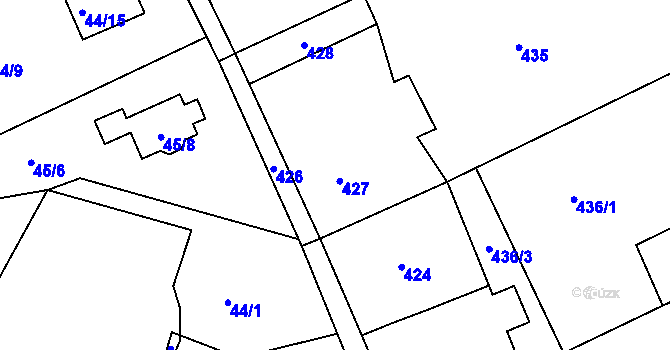 Parcela st. 427 v KÚ Ostašov u Liberce, Katastrální mapa