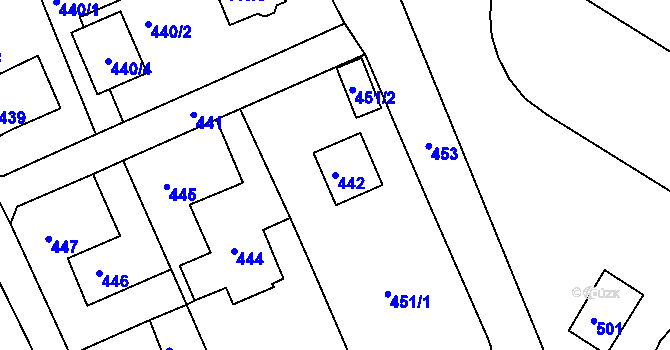 Parcela st. 442 v KÚ Ostašov u Liberce, Katastrální mapa
