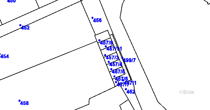 Parcela st. 457/3 v KÚ Ostašov u Liberce, Katastrální mapa