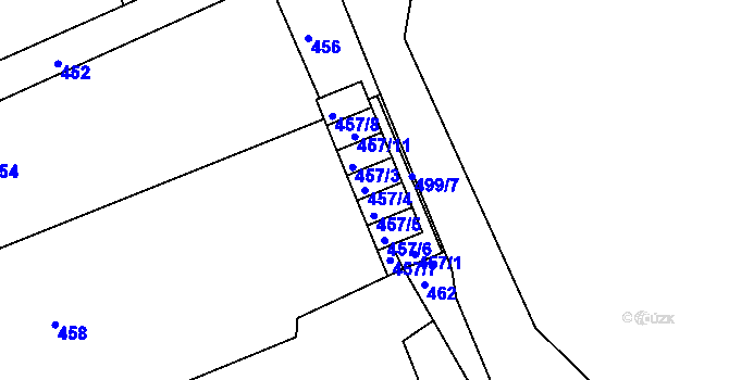Parcela st. 457/4 v KÚ Ostašov u Liberce, Katastrální mapa