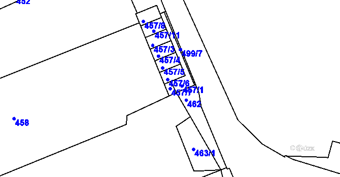 Parcela st. 457/7 v KÚ Ostašov u Liberce, Katastrální mapa