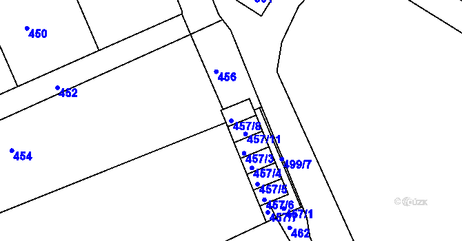 Parcela st. 457/8 v KÚ Ostašov u Liberce, Katastrální mapa