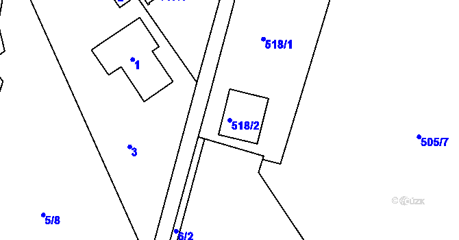Parcela st. 518/2 v KÚ Ostašov u Liberce, Katastrální mapa