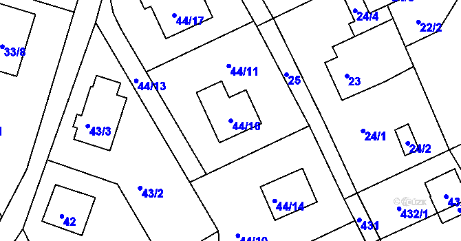 Parcela st. 44/16 v KÚ Ostašov u Liberce, Katastrální mapa