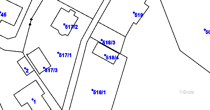Parcela st. 518/4 v KÚ Ostašov u Liberce, Katastrální mapa