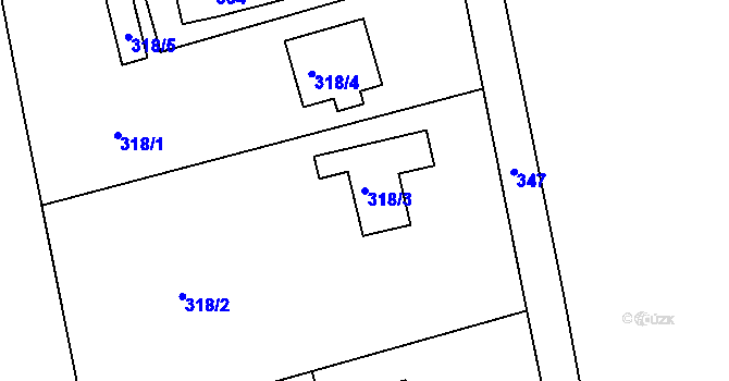 Parcela st. 318/3 v KÚ Ostašov u Liberce, Katastrální mapa