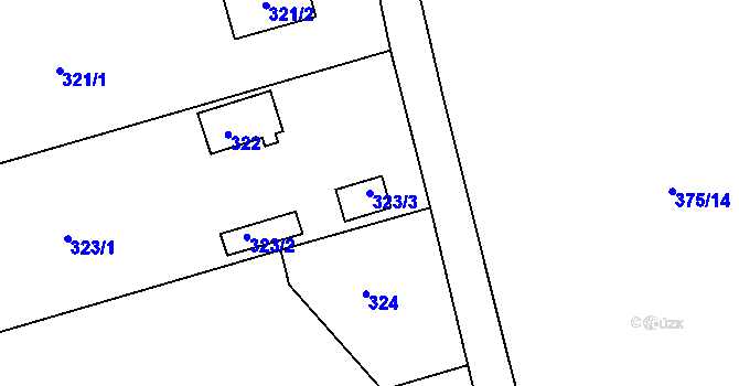Parcela st. 323/3 v KÚ Ostašov u Liberce, Katastrální mapa