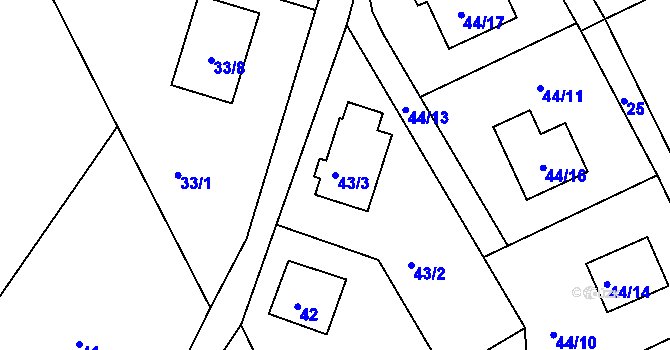 Parcela st. 43/3 v KÚ Ostašov u Liberce, Katastrální mapa
