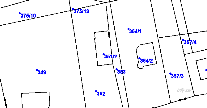 Parcela st. 351/2 v KÚ Ostašov u Liberce, Katastrální mapa