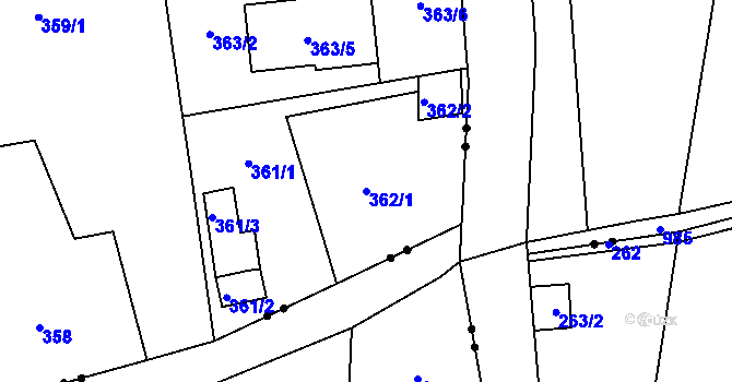 Parcela st. 362/1 v KÚ Ostašov u Liberce, Katastrální mapa