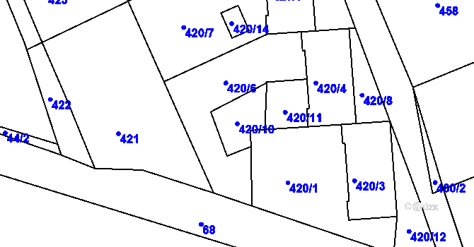 Parcela st. 420/10 v KÚ Ostašov u Liberce, Katastrální mapa