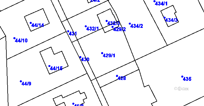 Parcela st. 429/1 v KÚ Ostašov u Liberce, Katastrální mapa